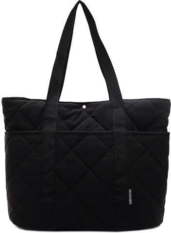 Makukke Puffer Tote Bag Aesthetic Gesteppte Tasche Damen Umhängetasche mit Mehreren Fächern Shopper Stepptasche Tasche Schultertaschen für Arbeit Büro Reisen Einkaufen Schule