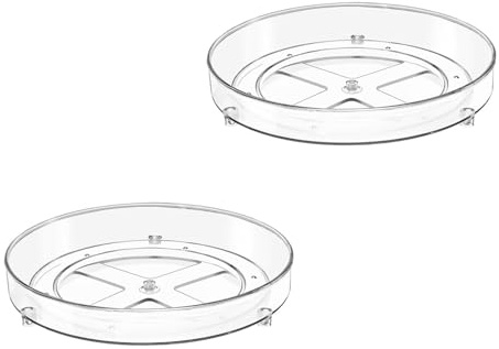 ERBO 2 stycken roterande tallriksförvaring, 23 cm, kylskåpsförvaring, 360° kylskåp, roterande platta