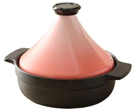 YUCHUANGYE Casserole Tagine Pot Gradual Powder Clay Pot For Cooking,Cookware Pots, High Temperature Clay Rice Casseroles Casserole Dish(8.5 inch Graded pink)