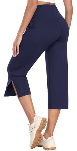 MoFiz Pantalon de randonnée 3/4 pour Femme Été Capri Pantalon de Yoga Stretch avec Poches