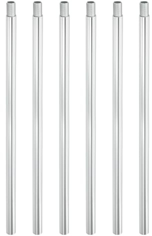 PATIKIL Tubo per lampadario, 6 Set 10 M10 x 1mm Asta Prolunga Filettata Nipplo Tubo Lampada, Adattatore Soffitto Inclinato per Lampada a Sospensione Illuminazione Steli, Tonalità Argento