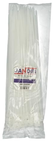 Jandei - Pack 100 Bridas de Plástico Nylon Universales, Organización de Cables, Sujeción Firme. (Blanco, 4,8x300mm)