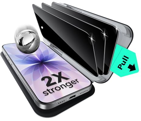 ESR Pack 3 Protector Pantalla con Privacidad para iPhone 17/16 Pro, Classic | Instalación Fácil, Antigolpes 2X, Antiespía, Cobertura Total, Bandeja UltraFit, Cristal Templado 9H, Sin Burbujas