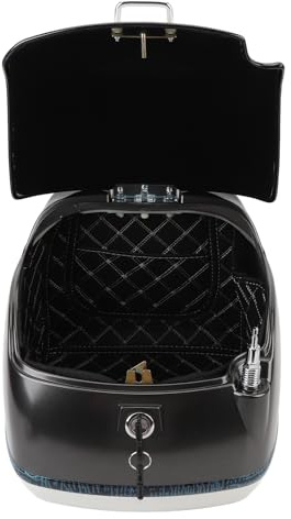Acouto 38L Motorrad Top Case Trunk Box Heck Lagerung Wasserbeständiges Retro -Designschlüssel mit ABS -Material für Roller Motorräder Elektrische Fahrräder (Schwarz-Weiss)
