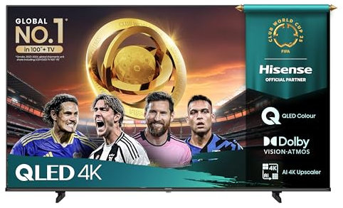 Hisense TV 75 QLED 4K 2025 75E78Q, Smart TV VIDAA U8, Dolby Vision, HDR 10+, Game Mode Plus, Dolby Atmos, Alexa Built-in, VIDAA Voice, Tuner DVB-T2/S2 HEVC 10, lativù 4K, 75'', 2025 QLED 60Hz