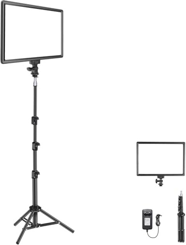 NEEWER Panneau d'éclairage vidéo LED 13, kit d'éclairage de Studio avec trépied, éclairage Bicolore à intensité Variable pour Diffusion,3200-5600K,IRC97+,2400 lux/0,5m,8000 mAh,NL-192AI