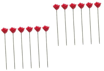 ABOOFAN 12pcs Realistic Miniature Flower Arrangement for Dollhouses Vibrant Roses Decorative Supplies
