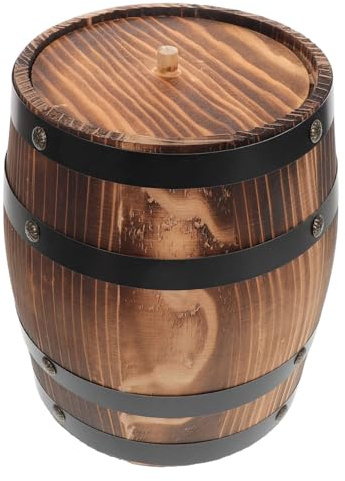Abaodam Porta cucchiaio in legno a forma di barile, vintage, in legno carbonizzato, design rustico, per utensili da cucina, salvaspazio, moderno, casa, cucina, ufficio, ristorante
