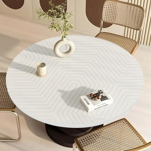 Umllpet Transparent Tischdecke Rund 110cm, Tischdecke Transparent Rund, Outdoor Tischdecke Wetterfest Gartentischdecke Rund mit Gummizug, Durchsichtige TPU Plastik, Tischdecken Tischschutzfolie