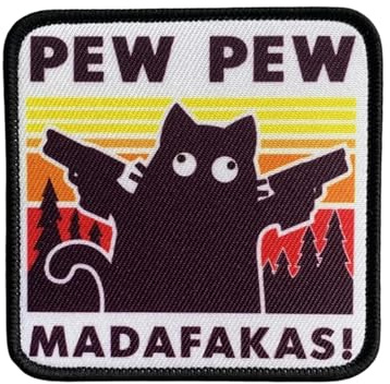 1 Pcs PEW PEW Patches,Katze Patch,Aufnäher Lustiger Weinender Katze Bestickte Applikationen Süße DIY Aufkleber Zubehör für Rucksäcke Hundegeschirre Sporttaschen Hüte (TH736-2)