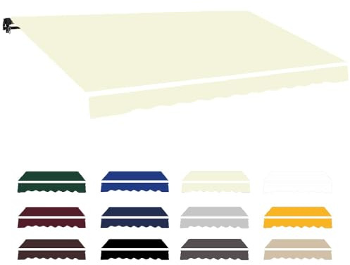 Ausziehbarer Markisenstoff-Ersatz, wasserdichte Überdachung für Balkon und Terrasse, Beige (600 x 400 cm), Markisen-Leinwand für Gelenkarm-Markisen