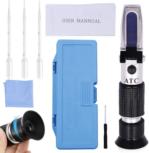 Behogan 4-in-1 Frostschutz Refraktometer, Frostschutzprüfer, Kühlmitteltester Refraktometer für Ethylenglykol, Propylenglykol, Gefrierpunkt von Kühlwasser Scheibenwasser Adblue Batteriesäure