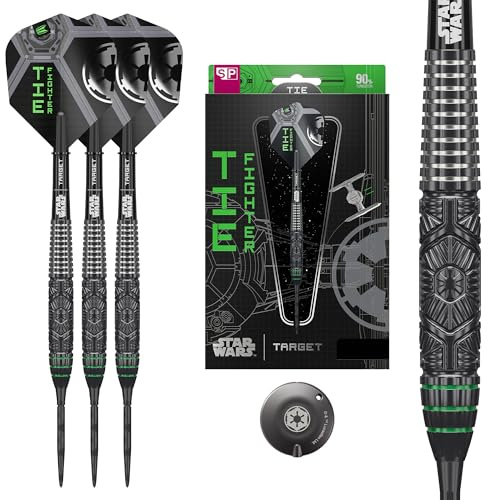 Target Darts Star Wars Tie Fighter 90% Tungsten Steel Tip Darts, 23G | Black Onyx Swiss Storm Points, Pro Grip Shafts, Tie-Fighter No.6 Pro Ultra Flights & Swiss Point Tool