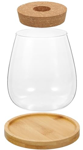 VICASKY Vase Verre Transparent pour Plantes Hydroponiques Support Floral Stable et Décoratif Verre et Bois pour Maison Bureau et Balcon Design Simple