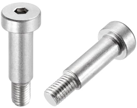 QUARKZMAN 2pcs Tornillo Hombro Acero Inoxidable 304 Diámetro Hombro 10mm Longitud Hombro 20mm Roscado M8x1.25 Tornillos Hombro Con Cabeza Hexagonal Para Industrias Maquinaria Moldeo