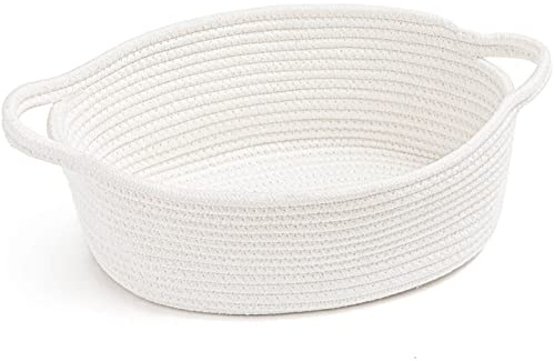 TIMEYARD Osterkorb mit Henkel Geflochten Baumwolle 30x20x12cm Weiß | Niedlicher Henkelkorb für Ostergeschenke, Snacks und kleine Überraschungen. Ideal für Kinder und Zuhause.