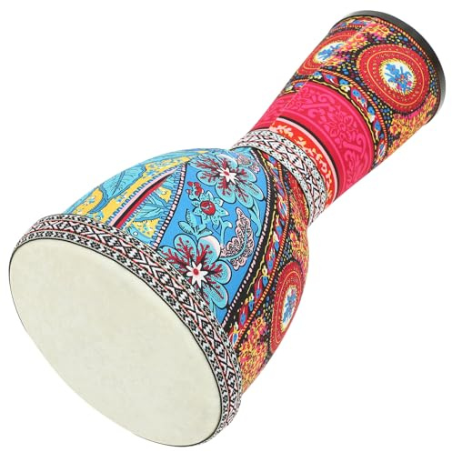 ZUNOXAZ Tambour Africain à Main pour Garçon et Filles 8,5 Pouces, Peau de Chèvre Rouge, Percussion Légère en PVC, Instrument de Musique Éducatif, Musical pour Débutants, Style Aléatoire