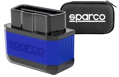 Sparco Dispositivo de Diagnosis de Coche Multimarca OBD2 Scanner Bluetooth 5.2 para iOS y Android Lector de Códigos de Error DTC Borrado de Fallos Motor Monitorización en Tiempo Real y Test Emisiones