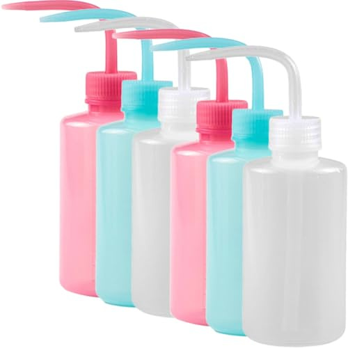 WOFASHPURET Set 6 Flaconi per Pulizia Ciglia 250ml Bocca Piegata Antiperdita, Bottiglie in Plastica Comprimibile Portatili per Lavaggio Extension Ciglia e Tatuaggi, Accessori per Bellezza