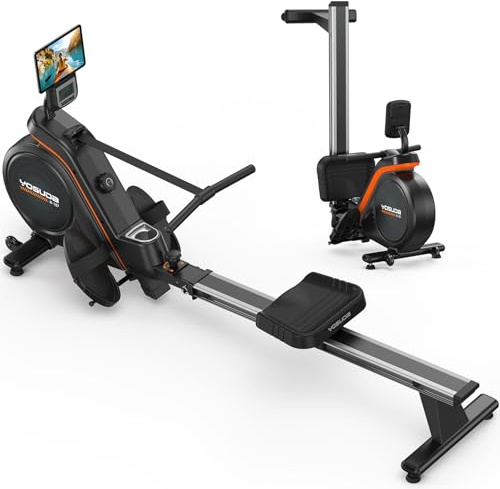 YOSUDA roddmaskin hemma, 16 dynam. Motstånd, för stora upp till 181 kg, ultratyst magnetisk, komfortsits, Bluetooth/app, aluminiumskena, flaskhållare