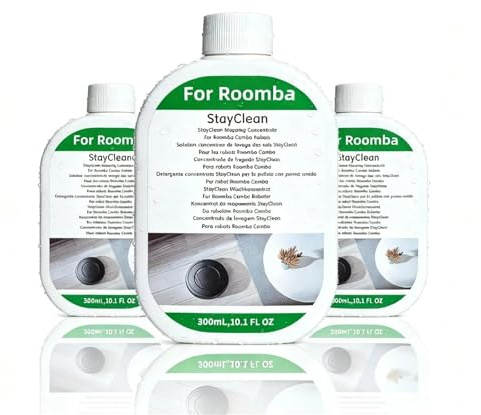 Solución limpiadora de fregona robotizada baja espuma, compatible con Roomba 705 505 y base lavado automático, limpiador suelos baldosas madera, fórmula limpieza profunda, 300 ml, aroma fresco