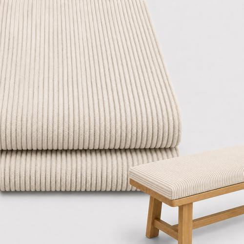 AEHO Bankauflage aus Cord, Sitzkissen Bank 5cm mit 50D Schaumstoff, Sitzpolster mit Anti-Rutsch Boden & 2 Bändern, Sitzauflage für Sitzbank,Khaki,120x60x5cm
