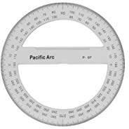 Pacific Arc's 6 Inch 360 Degree Plastic Circular Protractor Clear