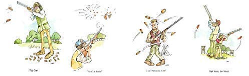 Farm Cottage Brands Pack of four A5 Clay Pigeon Shooting Greeting Card with envelope - blank inside for your own message Top Gun, Mine's a Double, I can't find a clay to hit and High house, low house
