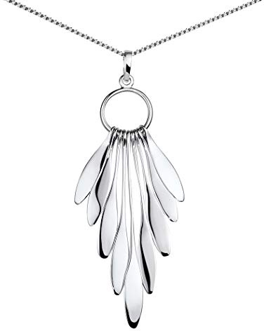 Materia Silber Anhänger Damen 925 Tropfen lang mit Halskette rhodiniert KA-449-Silber_K102-70cm