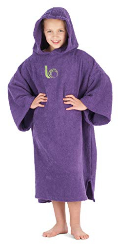 Strandbyte rock – 100 % bomull poncho för surfing, simning, triathlon, inomhus- och utomhusaktiviteter – barn Lila