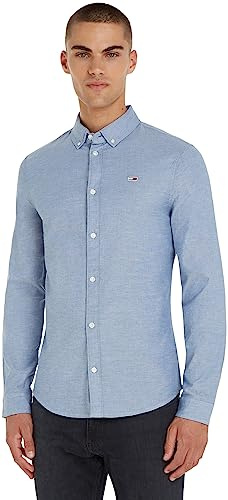 Tommy Jeans Herren Tjm Slim Stretch Oxford Shirt Dm0dm09594 Langarmhemden Gewebte Oberteile, Blau (Twilight Navy), 3XL EU
