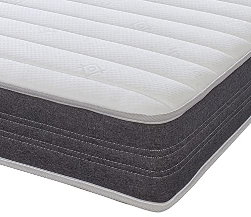 eXtreme comfort ltd Grey Sirocco Hybrid Single Mattress (90 x 190cm), 18cm Deep with Memory Foam & Open Coil Spring. Soft Comfort Feel. UK Made, Rolled & Boxed