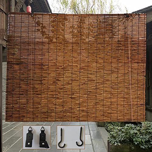 Suwooy Tende Avvolgibili-Cortina di bambù-Tenda A Rullo in bambù-Tapparella A Carrucola per Esterni,Tende da Sole Pergola,Tenda A Pacchetto in Paglia,Nessuna Perforazione Richiesta,90x140cm/35.5x55in