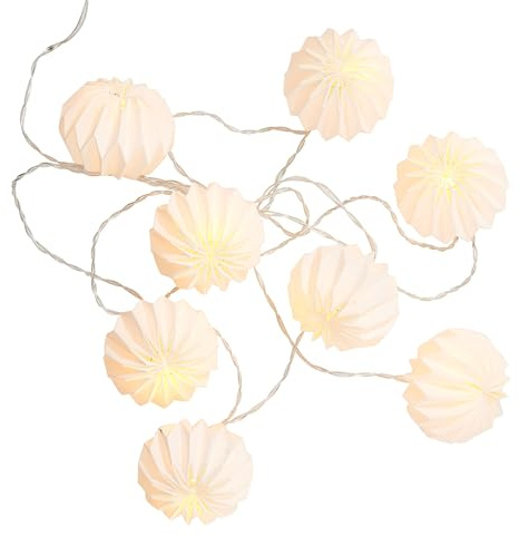 BUTLERS LED Lichterkette USB Batterie 260 cm - HANAMI - 8 Lampions in Origami Optik | Beleuchtung für den Innenbereich, Schlafzimmer, Kinderzimmer, Flur