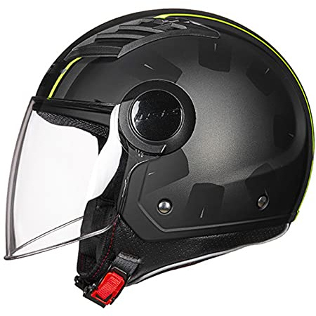 Jethelm Erwachsener Motorradhelm Rollerhelm Mit Visier Jethelm Herren & Damen Retro Vintage Pilot Biker Helmet Scooter Moped Mofa Offenes Jet Helm Stoßfester Helm ECE Zertifiziert,Matt black,3XL