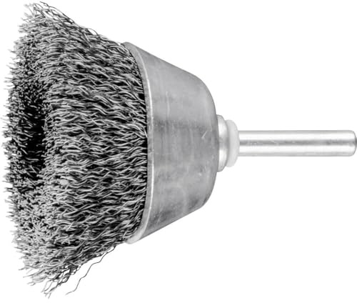 PFERD TOOLS Topfbürste ungezopft TBU, Ø 50mm Schaft-ø 6mm Stahl-Draht-ø 0,30, 43298011 – für Geradschleifer, Bohrmaschinen, Biegwellen