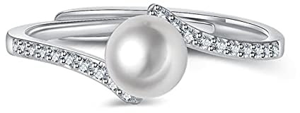 Perle Anneaux 925 Bijoux en Argent avec Zircon Pierres Précieuses Bague Ouverte Fine Accessoires pour Mariage Fête De Fiançailles Cadeau