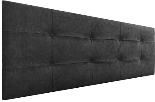 DHOME Gepolstertes Kopfteil ACUALINE 8cm Dick - Stoff und Kunstleder für Betten (Stoff Schwarz, 135cm für 120/135/140)