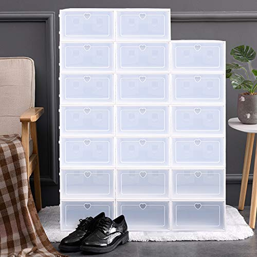 WSIKGHU Schuhboxen Stapelbar Transparenter Schuhkarton 20er-Set Atmungsaktiver Schuhkarton Aufbewahrungsbox aus Kunststoff Stapelbare multifunktionale Aufbewahrungsbox 33 x 23 x 14 cm