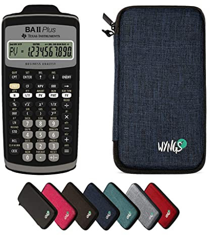 TEXAS INSTRUMENTS CALCUSO Sparpaket: TI BA II Plus Finanzrechner + WYNGS Schutztasche blau + Erweiterte Garantie von CALCUSO