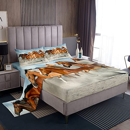 Set di biancheria da letto con cavallo al galoppo - Set di biancheria da letto in microfibra - Motivo animale carino - Fodera per materasso e cavallo Kawaii - Per bambini, ragazzi e ragazze