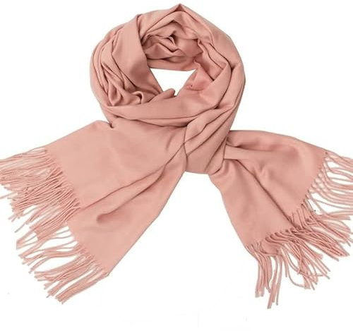 Winterschal Damen XXL, Kaschmirschal Damen Scarf Baby Pink Solide Fransen Halstuch 200x70CM Weich Warm