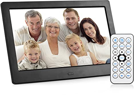 Cornice digitale per foto da 10,1 pollici, Andoer Cornice Digitale per Foto, Display IPS, Foto/Video/Musica/Orologio/Funzioni Calendario con Supporto Posteriore Telecomando