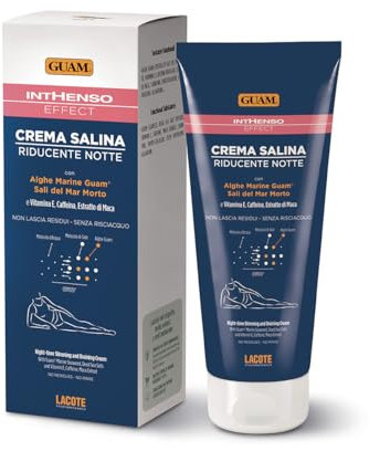 GUAM Seaweed Anti Cellulite Cream for Women with Vitamin E Caffeine and Maca Extract - 200ml Intensive Saline Reducing Night Treatment - Skin Tightening Cream Body Slimming, Firming & Draining Action