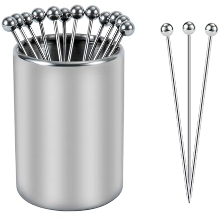 Ensemble de Supports pour Pic Cocktail Metal, 12 Pic Cocktail Aperitif Réutilisables Acier Inoxydable Pic Décoratifs pour Apéritifs pour Sandwichs, Collations Barbecue, Cocktails