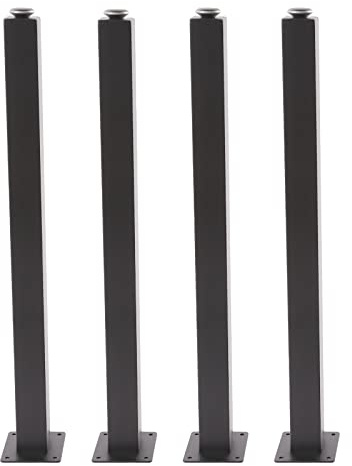 GMSLuu Lot de 4 pieds de table carrés réglables en hauteur - En métal/aluminium - Pour table à manger, bureau, table - 710 mm - Noir