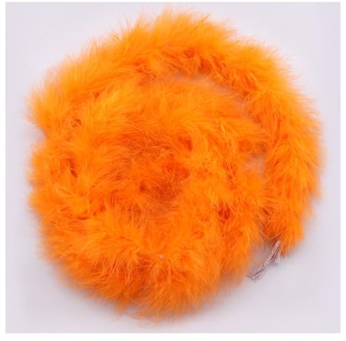 Hrlace 2 Meter Marabu Federboa Natürliche Truthah Feder Boa Flauschige Marabu Boa Feder Girlande Weihnachtsgirlande für DIY Basteln Hochzeit Weihnachten Tanzen Party Dekorationen 16g Orange