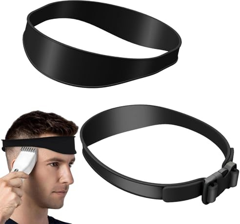Lot de 2 pochoirs de coupe de cheveux en silicone, instructions de coupe de cheveux réglables, aide simple et rapide à couper les cheveux à la maison (couleur : noir)