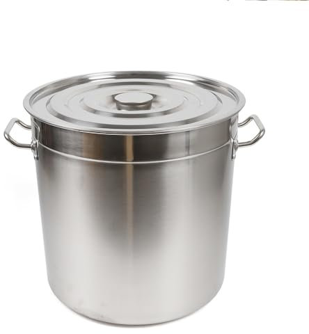 Olla grande de 35 L, acero inoxidable, con tapa, para sopas, guisos