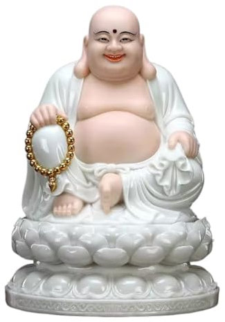VONGAZ Buddha Figur Buddha Statue 12-Zoll-Buddha-Statue, Weißes Porzellan, Großer Bauch, Lachender Buddha, Statue Für Heimdekoration Buddha Figuren Deko Buddhastatue